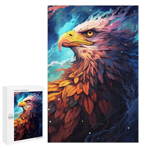 Bunter Psychedelischer Adler 1000 teiliges Puzzle für Erwachsene als Geschenk geeignet für Teenager ab 14 Jahren 75 x 50 cm von QSYFNBZL