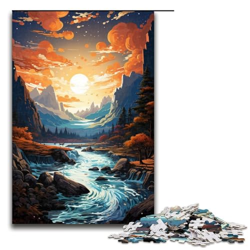 Bunter Psychedelischer See im Sognefjord 1000 teiliges Puzzle für Erwachsene als Geschenk geeignet für Teenager ab 14 Jahren 75 x 50 cm von QSYFNBZL