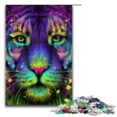 Buntes Tiger Puzzle mit 1000 Teilen für Erwachsene als Geschenk geeignet für Jugendliche ab 14 Jahren 75 x 50 cm Buntes Tiger Puzzle mit 1000 Teilen für Erwachsene als Geschenk geeignet für Jugendliche ab 14 Jahren 75 x 50 cm von QSYFNBZL