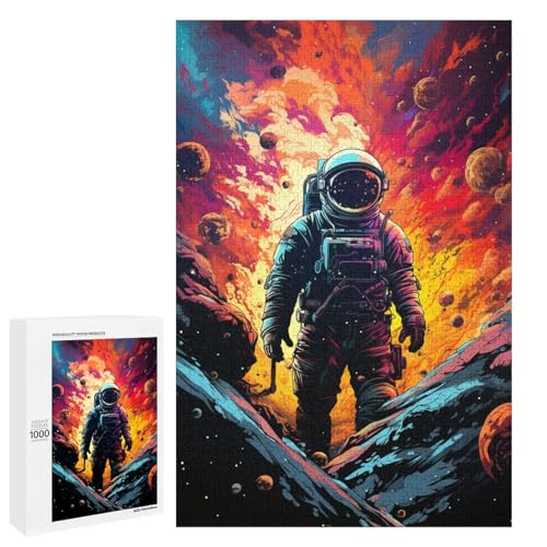 Buntes psychedelisches Astronauten Puzzle mit 1000 Teilen für Erwachsene als Geschenk geeignet für Teenager ab 14 Jahren 75 x 50 cm von QSYFNBZL