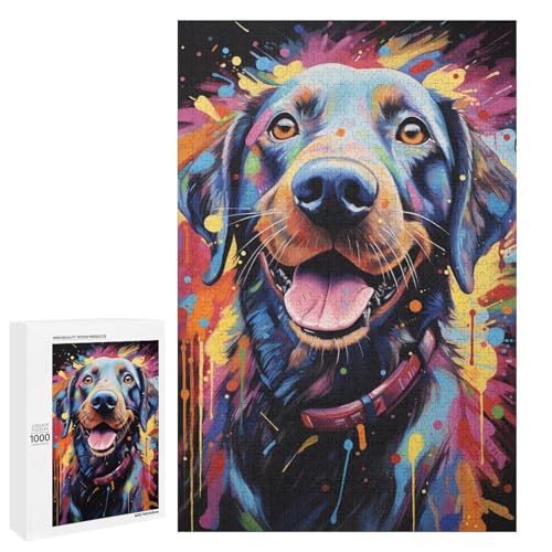 Buntes psychedelisches Dackel Puzzle mit 1000 Teilen für Erwachsene als Geschenk geeignet für Jugendliche ab 14 Jahren 75 x 50 cm von QSYFNBZL