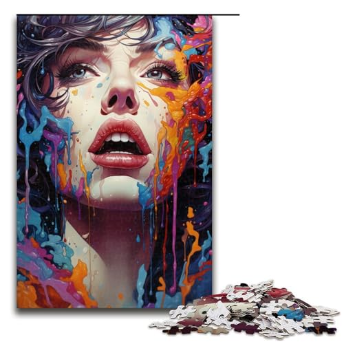 Buntes psychedelisches Gemälde Mädchen 1000 teiliges Puzzle für Erwachsene als Geschenk geeignet für Teenager ab 14 Jahren 75 x 50 cm von QSYFNBZL
