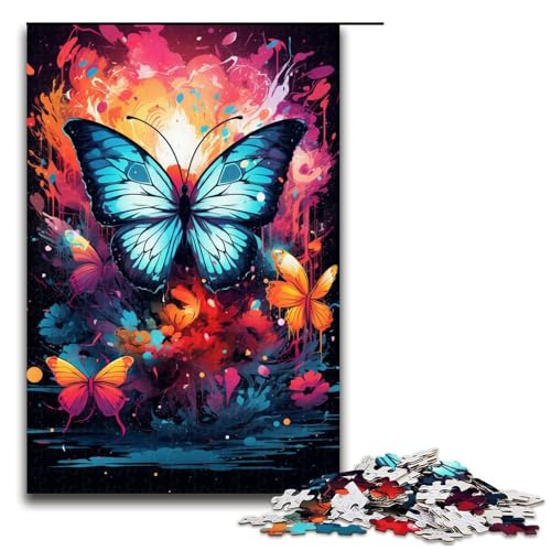 Buntes psychedelisches Gemälde von Schmetterlingen 1000 teiliges Puzzle für Erwachsene als Geschenk geeignet für Jugendliche ab 14 Jahren 75 x 50 cm von QSYFNBZL