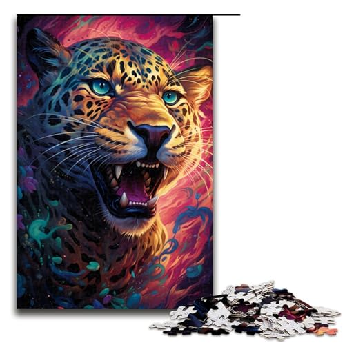 Buntes psychedelisches Leoparden Puzzle mit 1000 Teilen für Erwachsene als Geschenk geeignet für Jugendliche ab 14 Jahren 75 x 50 cm von QSYFNBZL