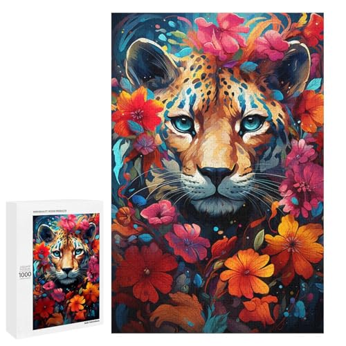 Buntes psychedelisches Leoparden Puzzle mit 1000 Teilen für Erwachsene als Geschenk geeignet für Teenager ab 14 Jahren 75 x 50 cm von QSYFNBZL