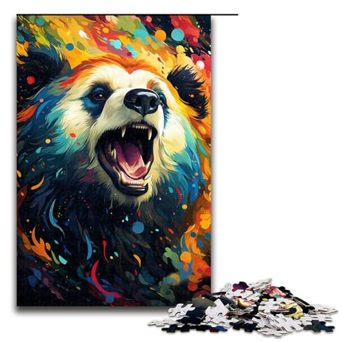 Buntes psychedelisches Panda Gemälde 1000 teiliges Puzzle für Erwachsene als Geschenk geeignet für Jugendliche ab 14 Jahren 75 x 50 cm von QSYFNBZL