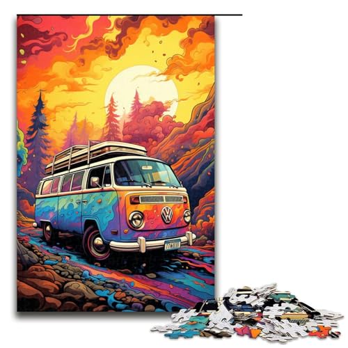 Buntes psychedelisches Retro Auto bei Sonnenuntergang 1000 teiliges Puzzle für Erwachsene als Geschenk geeignet für Teenager ab 14 Jahren 75 x 50 cm Buntes psychedelisches Retro Auto bei Sonnenuntergang 1000 teiliges Puzzle für Erwachsene als Geschenk geeignet für Teenager ab 14 Jahren 75 x 50 cm von QSYFNBZL