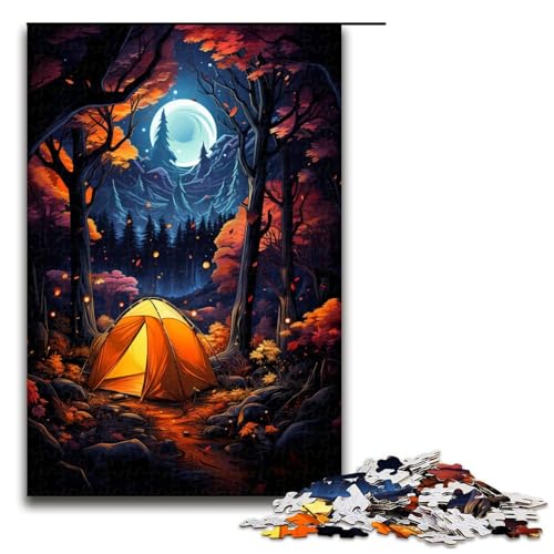 Buntes psychedelisches Waldcamping Puzzle mit 1000 Teilen für Erwachsene als Geschenk geeignet für Jugendliche ab 14 Jahren 75 x 50 cm von QSYFNBZL