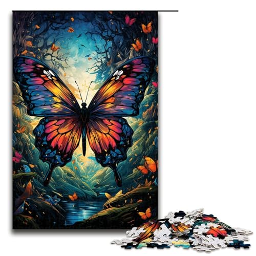 Buntes psychedelisches psychedelisches Schmetterlings Puzzle mit 1000 Teilen für Erwachsene als Geschenk geeignet für Jugendliche ab 14 Jahren 75 x 50 cm von QSYFNBZL