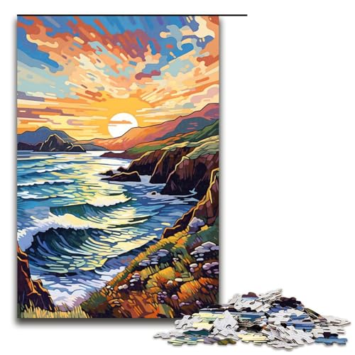 Puzzle 1000 Teile Achill Island buntes Puzzle für Erwachsene aus Holz Lernspiel Herausforderungsspielzeug 75x50cm von QSYFNBZL