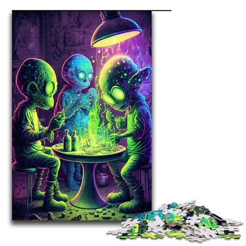 Puzzle 1000 Teile Alien Monster Puzzle für Erwachsene Holz Lernspiel Herausforderung Spielzeug 75x50cm von QSYFNBZL
