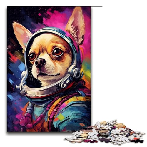 Puzzle 1000 Teile Astronaut Chihuahua Baby Puzzle für Erwachsene Holz Lernspiel Herausforderung Spielzeug 75x50cm von QSYFNBZL