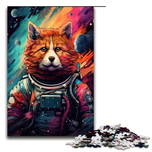 Puzzle 1000 Teile Astronaut Fox Puzzle für Erwachsene Holz Lernspiel Herausforderung Spielzeug 75x50cm von QSYFNBZL