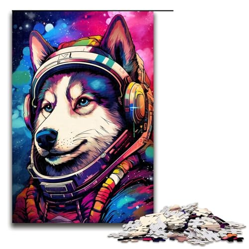 Puzzle 1000 Teile Astronaut Husky Baby Puzzle für Erwachsene Holz Lernspiel Herausforderung Spielzeug 75x50cm von QSYFNBZL