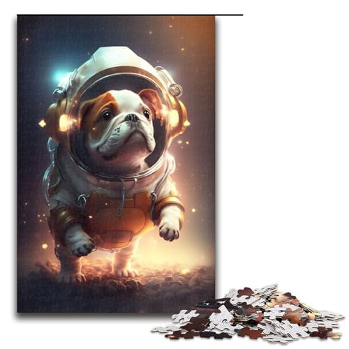 Puzzle 1000 Teile Astronaut Space Bulldog Puzzle für Erwachsene Holz Lernspiel Herausforderung Spielzeug 75x50cm von QSYFNBZL