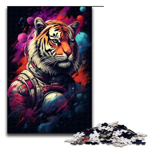 Puzzle 1000 Teile Astronaut Tiger von SplattersLots Dickes farbiges Puzzle für Erwachsene Lernspiel aus Holz Herausforderungsspielzeug 75 x 50 cm Puzzle 1000 Teile Astronaut Tiger von SplattersLots Dickes farbiges Puzzle für Erwachsene Lernspiel aus Holz Herausforderungsspielzeug 75 x 50 cm von QSYFNBZL