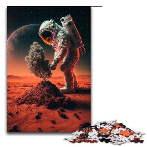 Puzzle 1000 Teile Astronaut im Weltraum des Baumes Puzzle für Erwachsene aus Holz Lernspiel Herausforderungsspielzeug 75x50cm von QSYFNBZL