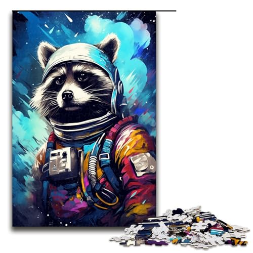 Puzzle 1000 Teile Astronauten Waschbär von SplattersLots Dickes farbiges Puzzle für Erwachsene Lernspiel aus Holz Herausforderungsspielzeug 75 x 50 cm Puzzle 1000 Teile Astronauten Waschbär von SplattersLots Dickes farbiges Puzzle für Erwachsene Lernspiel aus Holz Herausforderungsspielzeug 75 x 50 cm von QSYFNBZL