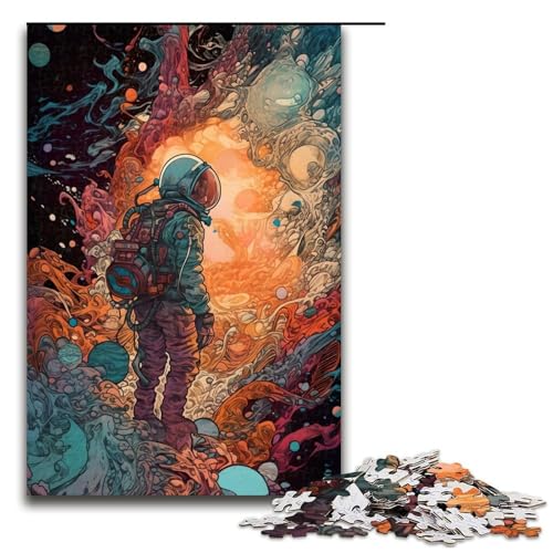 Puzzle 1000 Teile Astronautenpuzzle für Erwachsene aus Holz Lernspiel Herausforderungsspielzeug 75 x 50 cm von QSYFNBZL