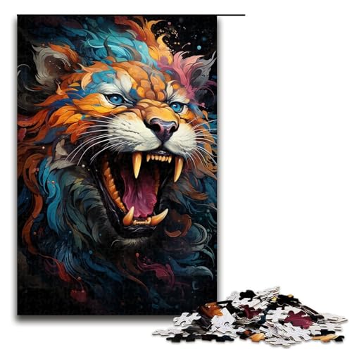 Puzzle 1000 Teile Atemberaubendes buntes Drachengebrüll Puzzle für Erwachsene aus Holz Lernspiel Herausforderungsspielzeug 75 x 50 cm von QSYFNBZL