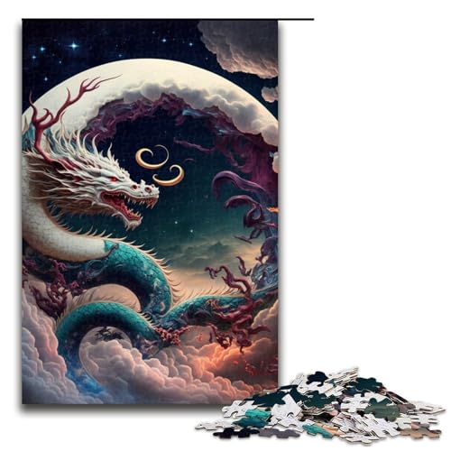 Puzzle 1000 Teile Brave Dragon Puzzle für Erwachsene aus Holz Lernspiel Herausforderungsspielzeug 75x50cm von QSYFNBZL