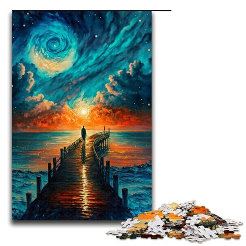 Puzzle 1000 Teile Brücke zum Ozean Gemälde Puzzle für Erwachsene Holz Lernspiel Herausforderung Spielzeug 75x50cm von QSYFNBZL