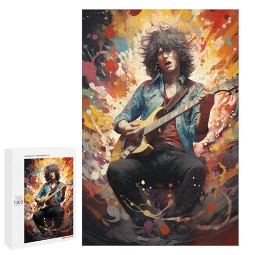Puzzle 1000 Teile Bunte Psychedelia der Pop Art Musik Puzzle für Erwachsene aus Holz Lernspiel Herausforderungsspielzeug 75x50cm von QSYFNBZL
