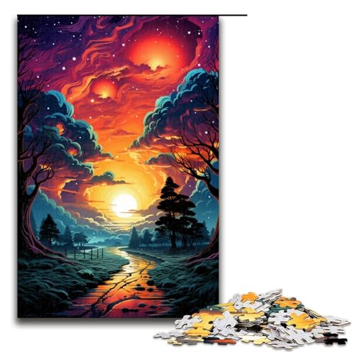 Puzzle 1000 Teile Bunte psychedelische Neonlandschaft Puzzle für Erwachsene aus Holz Lernspiel Herausforderungsspielzeug 75 x 50 cm Puzzle 1000 Teile Bunte psychedelische Neonlandschaft Puzzle für Erwachsene aus Holz Lernspiel Herausforderungsspielzeug 75 x 50 cm von QSYFNBZL
