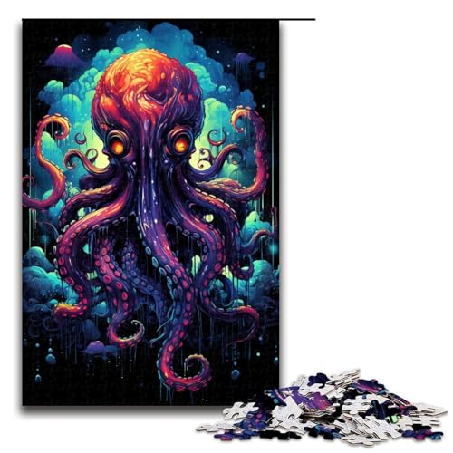 Puzzle 1000 Teile Bunter Psychedelischer Oktopus im Sternenhimmel Puzzle für Erwachsene Lernspiel aus Holz Herausforderungsspielzeug 75 x 50 cm Puzzle 1000 Teile Bunter Psychedelischer Oktopus im Sternenhimmel Puzzle für Erwachsene Lernspiel aus Holz Herausforderungsspielzeug 75 x 50 cm von QSYFNBZL