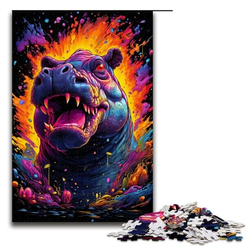 Puzzle 1000 Teile Buntes Nilpferd Puzzle für Erwachsene aus Holz Lernspiel Herausforderungsspielzeug 75 x 50 cm Puzzle 1000 Teile Buntes Nilpferd Puzzle für Erwachsene aus Holz Lernspiel Herausforderungsspielzeug 75 x 50 cm von QSYFNBZL