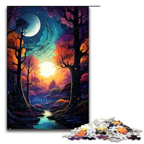 Puzzle 1000 Teile Buntes psychedelisches Nachtpuzzle für Erwachsene aus Holz Lernspiel Herausforderungsspielzeug 75 x 50 cm Puzzle 1000 Teile Buntes psychedelisches Nachtpuzzle für Erwachsene aus Holz Lernspiel Herausforderungsspielzeug 75 x 50 cm von QSYFNBZL