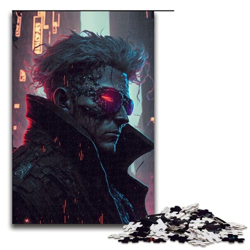Puzzle 1000 Teile Cyborg in der Stadt Puzzle für Erwachsene aus Holz Lernspiel Herausforderungsspielzeug 75x50cm von QSYFNBZL