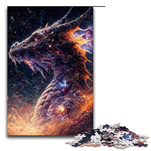 Puzzle 1000 Teile Der Regenbogendrache Puzzle für Erwachsene aus Holz Lernspiel Herausforderungsspielzeug 75x50cm von QSYFNBZL