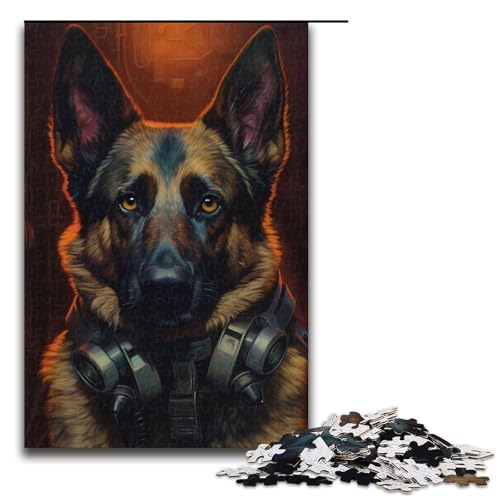 Puzzle 1000 Teile Deutscher Schäferhund Puzzle für Erwachsene aus Holz Lernspiel Herausforderung Spielzeug 75x50cm von QSYFNBZL