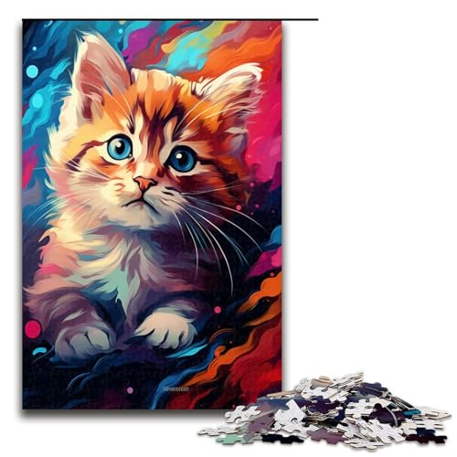 Puzzle 1000 Teile Die Katze ist von Spritzern umgeben viele Bunte Puzzleteile für Erwachsene Lernspiel aus Holz Herausforderungsspielzeug 75 x 50 cm Puzzle 1000 Teile Die Katze ist von Spritzern umgeben viele Bunte Puzzleteile für Erwachsene Lernspiel aus Holz Herausforderungsspielzeug 75 x 50 cm von QSYFNBZL