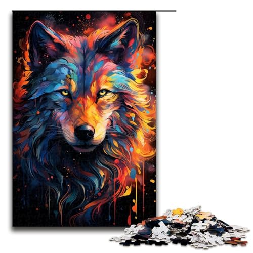 Puzzle 1000 Teile Die farbenfrohe Psychedelia von Space Wolf Puzzle für Erwachsene Lernspiel aus Holz Herausforderungsspielzeug 75 x 50 cm von QSYFNBZL