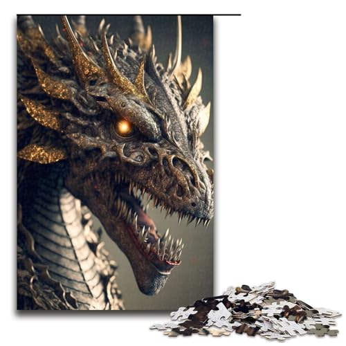 Puzzle 1000 Teile Drachenkopf II Puzzle für Erwachsene aus Holz Lernspiel Herausforderungsspielzeug 75x50cm von QSYFNBZL