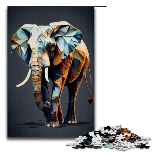 Puzzle 1000 Teile Elefant Abstraktes Puzzle für Erwachsene aus Holz Lernspiel Herausforderungsspielzeug 75x50cm von QSYFNBZL