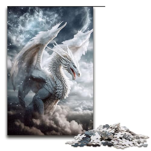 Puzzle 1000 Teile Engel Drache in den Wolken Puzzle für Erwachsene aus Holz Lernspiel Herausforderungsspielzeug 75x50cm von QSYFNBZL