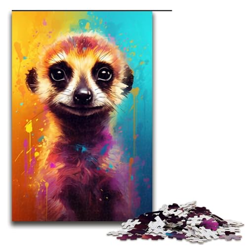 Puzzle 1000 Teile Erdmännchen Buntes Puzzle für Erwachsene aus Holz Lernspiel Herausforderungsspielzeug 75x50cm von QSYFNBZL