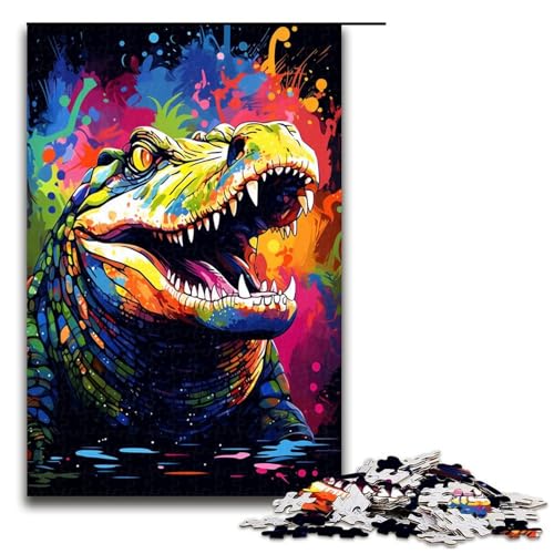 Puzzle 1000 Teile Es gibt viele Bunte Spritzer rund um das Krokodil Puzzle für Erwachsene Lernspiel aus Holz Herausforderungsspielzeug 75 x 50 cm Puzzle 1000 Teile Es gibt viele Bunte Spritzer rund um das Krokodil Puzzle für Erwachsene Lernspiel aus Holz Herausforderungsspielzeug 75 x 50 cm von QSYFNBZL