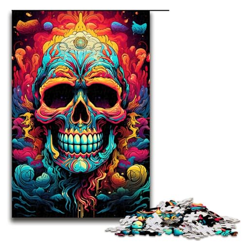 Puzzle 1000 Teile Fantasie Buntes Totenkopf Puzzle für Erwachsene aus Holz Lernspiel Herausforderungsspielzeug 75x50cm Puzzle 1000 Teile Fantasie Buntes Totenkopf Puzzle für Erwachsene aus Holz Lernspiel Herausforderungsspielzeug 75x50cm von QSYFNBZL