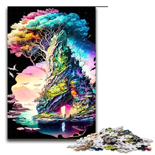 Puzzle 1000 Teile Fantasielandschaft Puzzle für Erwachsene Holz Lernspiel Herausforderung Spielzeug 75x50cm von QSYFNBZL