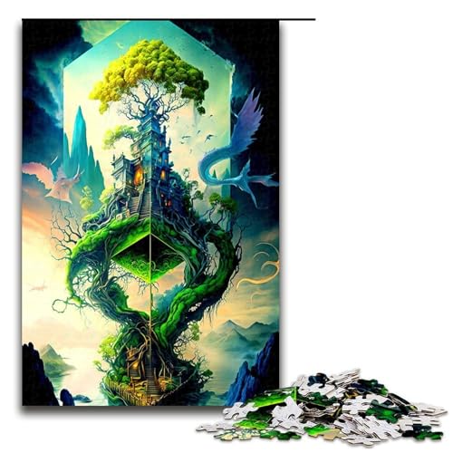 Puzzle 1000 Teile Fantasielandschaft Puzzle für Erwachsene Holz Lernspiel Herausforderung Spielzeug 75x50cm von QSYFNBZL