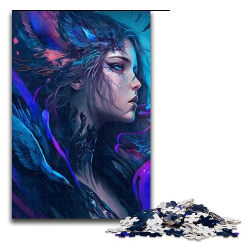 Puzzle 1000 Teile Fantasy Portrait Engel Puzzle für Erwachsene Holz Lernspiel Herausforderung Spielzeug 75x50cm von QSYFNBZL