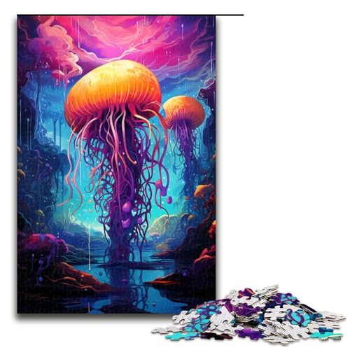 Puzzle 1000 Teile Farbmalerei Quallen Puzzle für Erwachsene aus Holz Lernspiel Herausforderungsspielzeug 75 x 50 cm Puzzle 1000 Teile Farbmalerei Quallen Puzzle für Erwachsene aus Holz Lernspiel Herausforderungsspielzeug 75 x 50 cm von QSYFNBZL