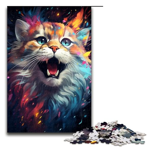 Puzzle 1000 Teile Farbmalerei süßes Katzen Puzzle für Erwachsene hölzernes Lernspiel Herausforderungsspielzeug 75 x 50 cm von QSYFNBZL