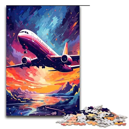 Puzzle 1000 Teile Flugzeuge sind von Spritzern umgeben Viele Bunte Farbpuzzles für Erwachsene Lernspiel aus Holz Herausforderungsspielzeug 75 x 50 cm von QSYFNBZL