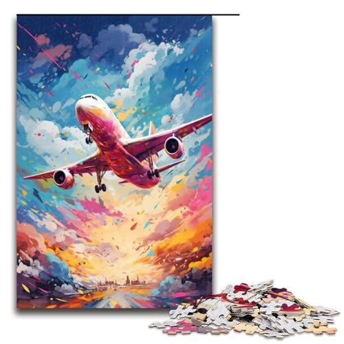 Puzzle 1000 Teile Flugzeuge sind von Spritzern umgeben Viele Bunte Farbpuzzles für Erwachsene Lernspiel aus Holz Herausforderungsspielzeug 75 x 50 cm von QSYFNBZL