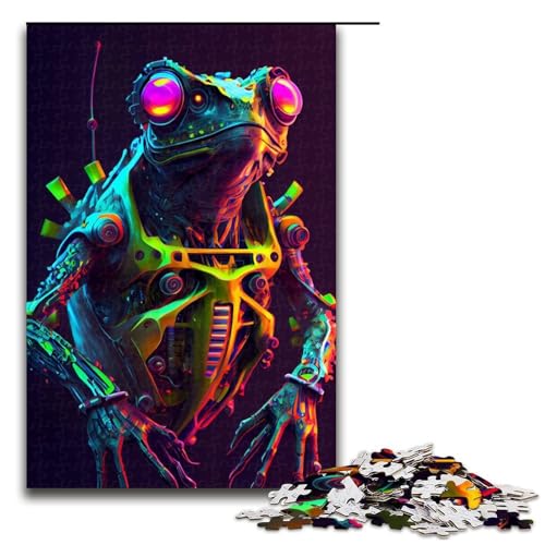 Puzzle 1000 Teile Frosch Neon Puzzle für Erwachsene Holz Lernspiel Herausforderung Spielzeug 75x50cm von QSYFNBZL
